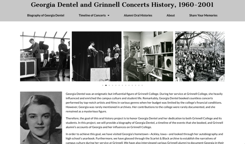 Screenshot of Georgia Dentel Project website homepage